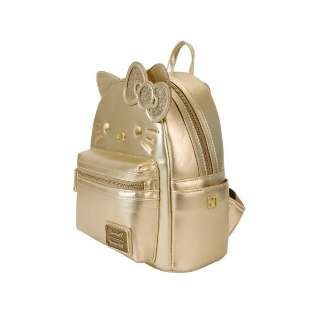 Loungefly Sanrio Hello Kitty 50th Anniversary Gold Mini Backpack Ltd Edition NWT